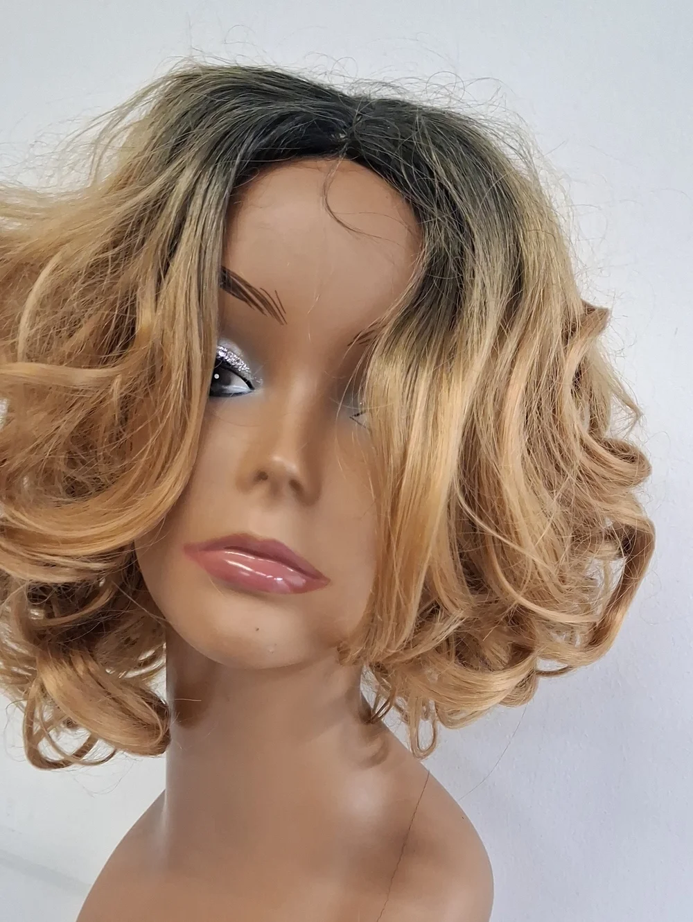 NWT Blonde Layered Curly Synthetic Wig - Chic Short Bob